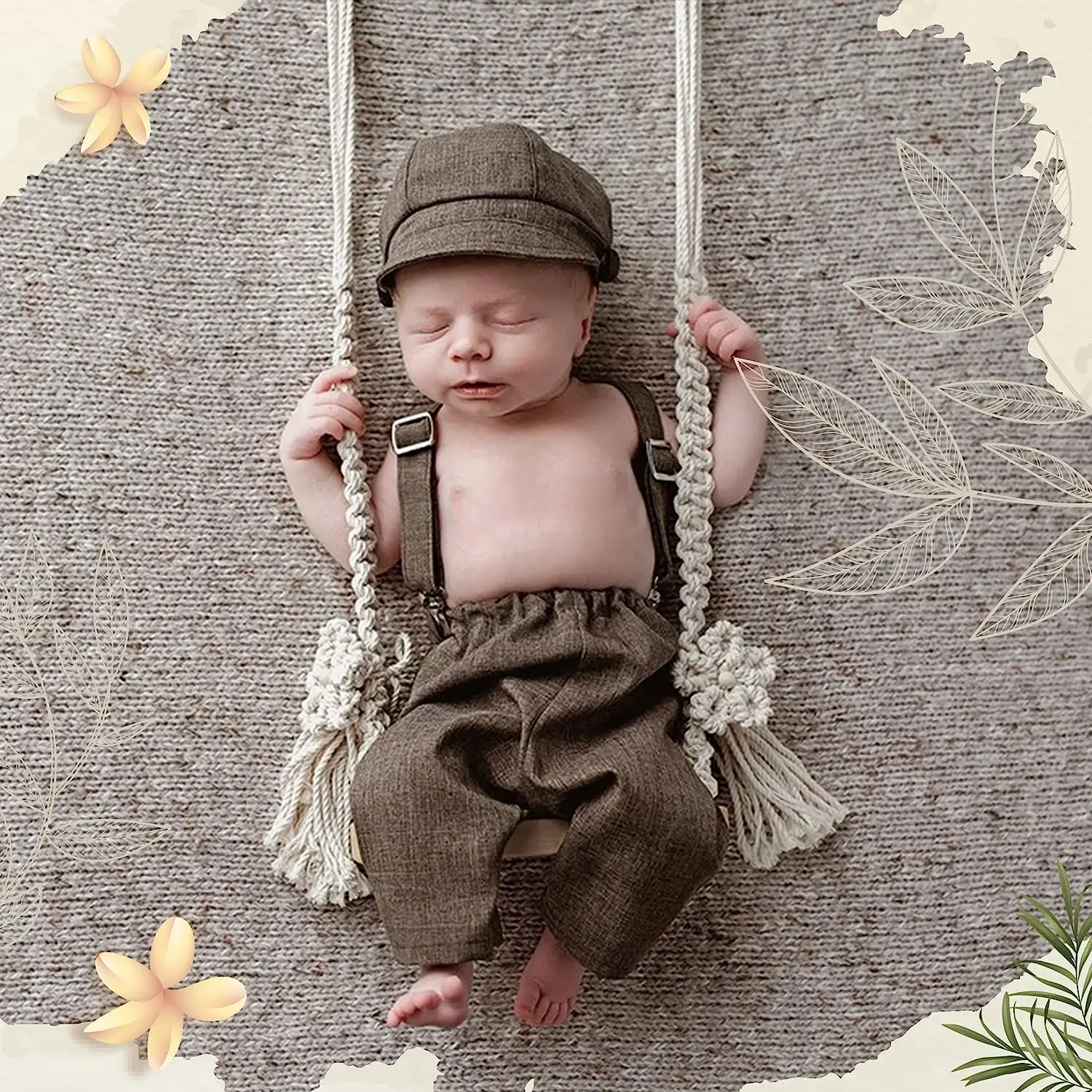 Newborn Photography Props Swing Prop Wooden Swing Seats Baby Photo Props Wooden Prop Swing Baby Photoshoot Props Accessories