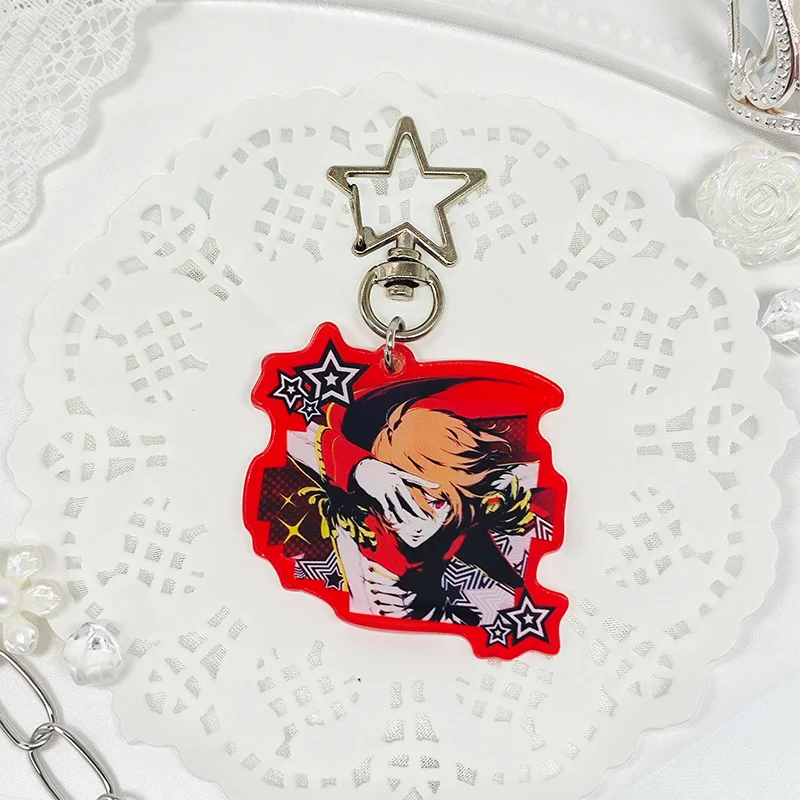 Game Akechi Goro CROW AKC Cosplay Keychain Kawaii Acrylic Pendant Keyring Key Chain Accessory Ornament Decoration Collect Prop