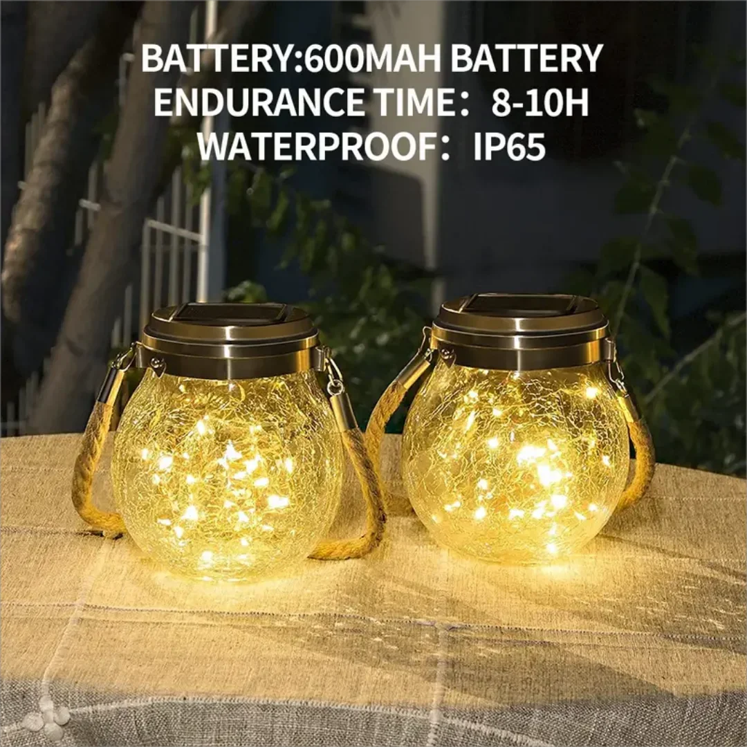 30 LEDs Solar Night Light Crack Ball Glass Jar Wishing Lamp Outdoor Garden Tree Christmas Decoration Light Without Glass Jar