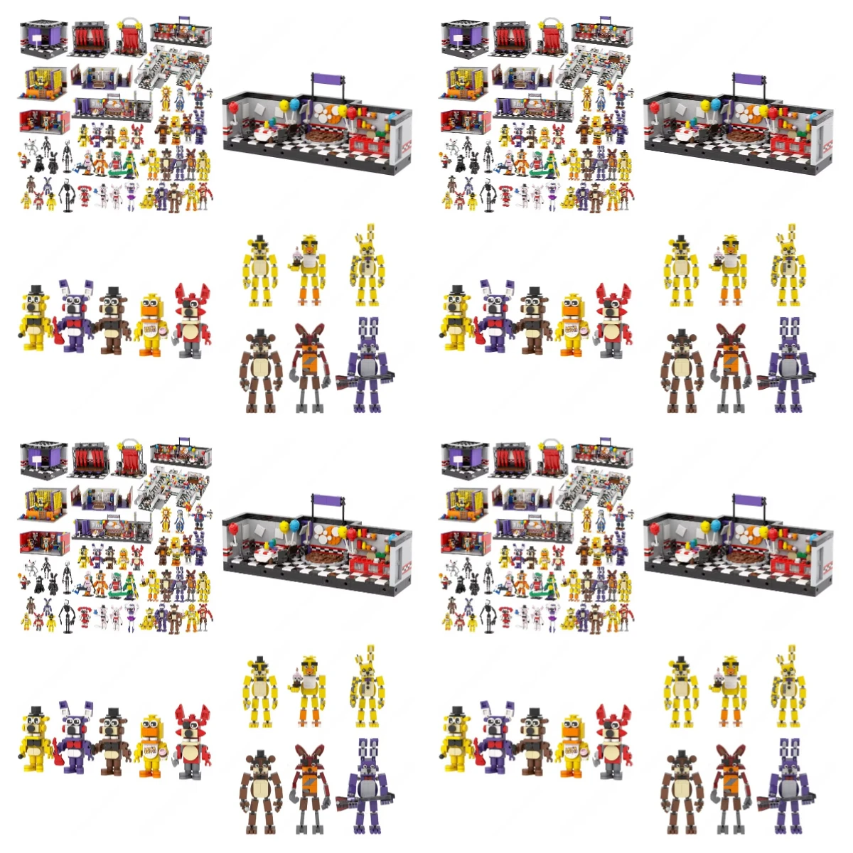 MOOXI Horror Game Bear Figures Office Stage Scene Model Set MOC Bricks Assembled Building Blocks Toys For Children Birthday Gift