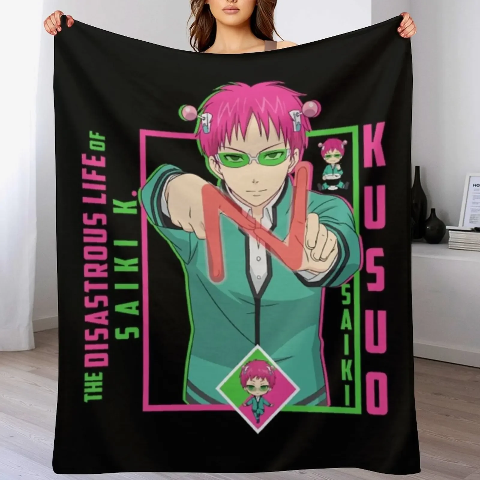 

Saiki K T-ShirtThe Disastrous Life of Saiki K. - Saiki Kusuo Throw Blanket Soft Bedroom Blanket for Night Sleeping