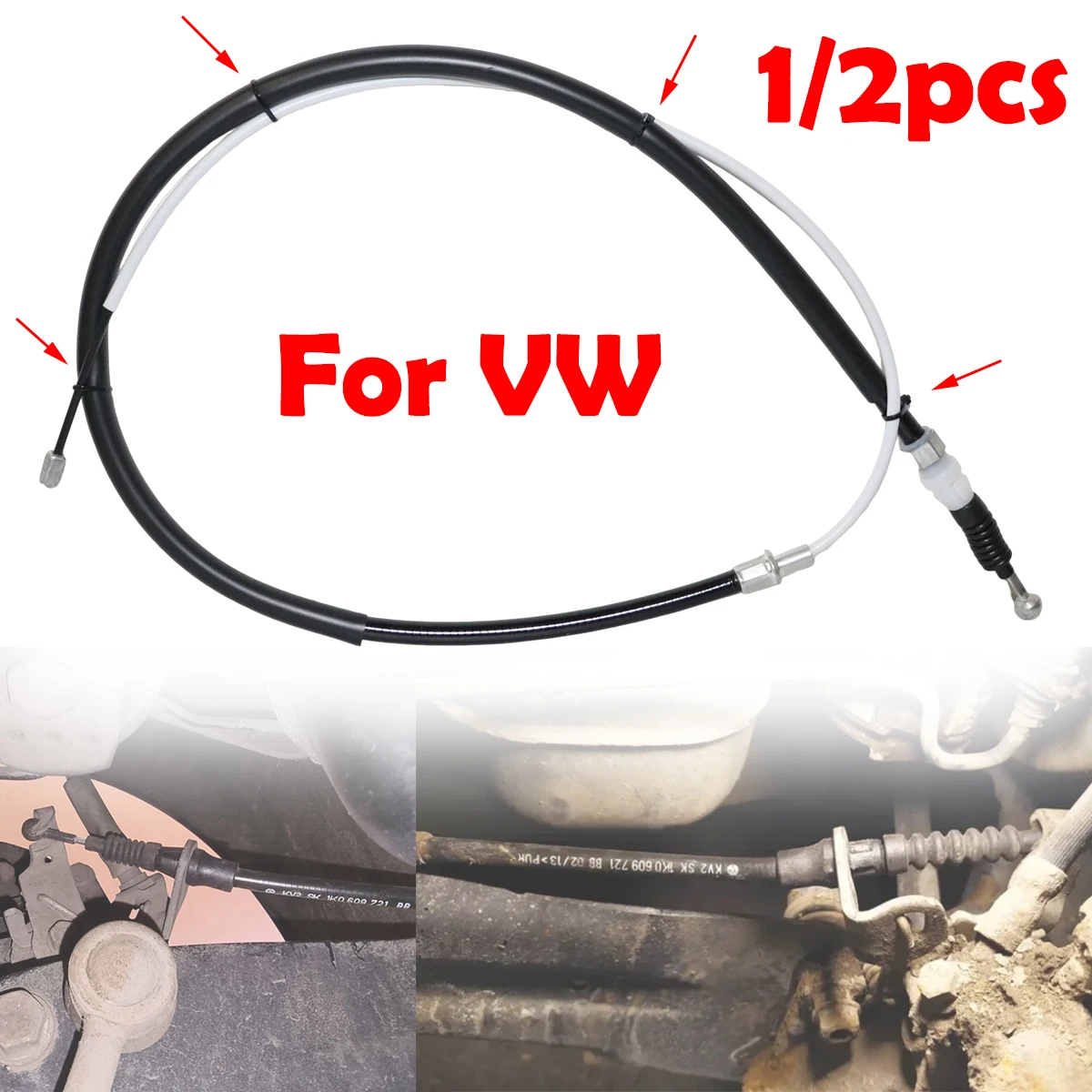 

Rear Parking Brake Cable Anti-Corrosion Stainless Steel Bonus Zip Ties 1K0609721BB For VW EOS 1F7 1F8 Golf V VI Mk6 Jetta III