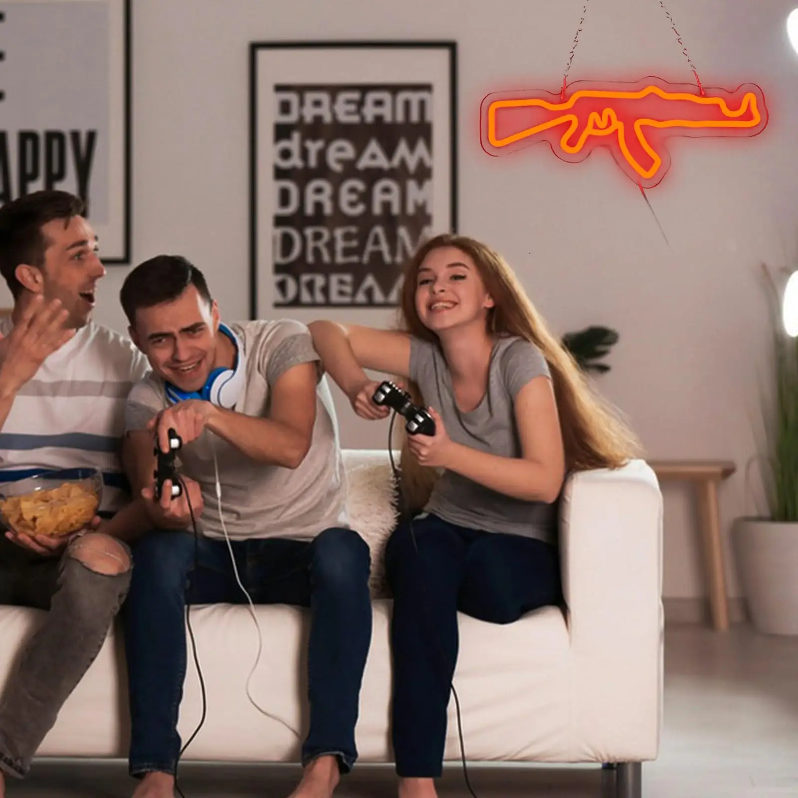 AK47 Gun Neon Sign Gun Neon Light LED Neon Sign for Wall Décor Dimmable LED Neon Light for Bar Restaurant Music Concert