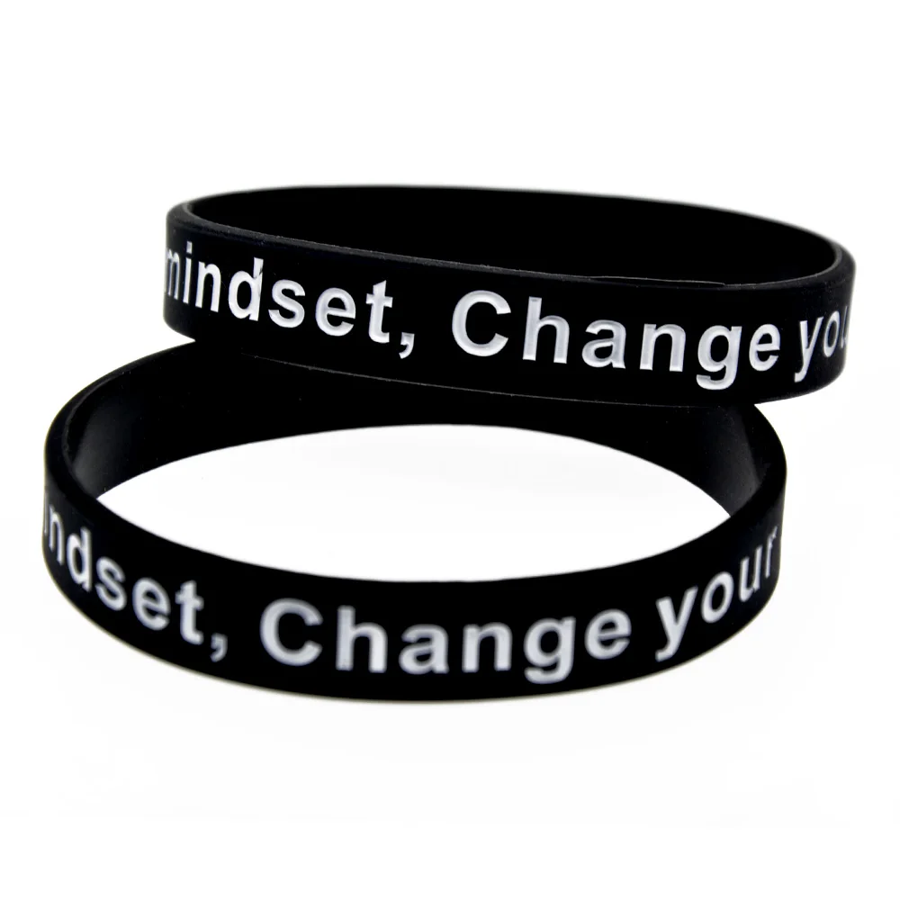 1 PC Inspirierendes Silikonarmband „Change Your Mind Set Change Your Life“ für Selbstverbesserung, Alltagsarmband – Detail 4