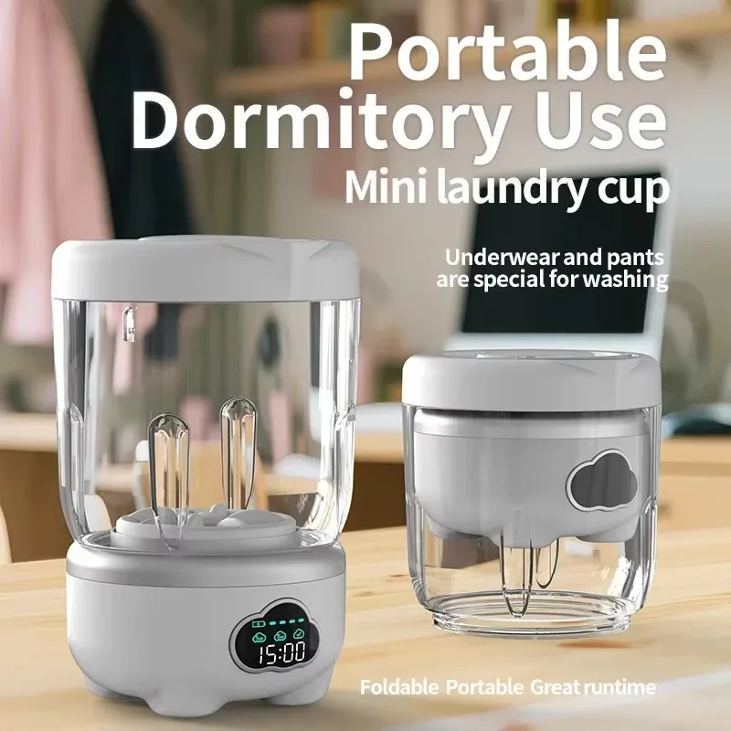 Portable Underwear Washing Machine,1.6L Mini Washer with 3 Modes 6000mah Rechargeable Laundry Machine for Socks, Baby Clothes image 3
