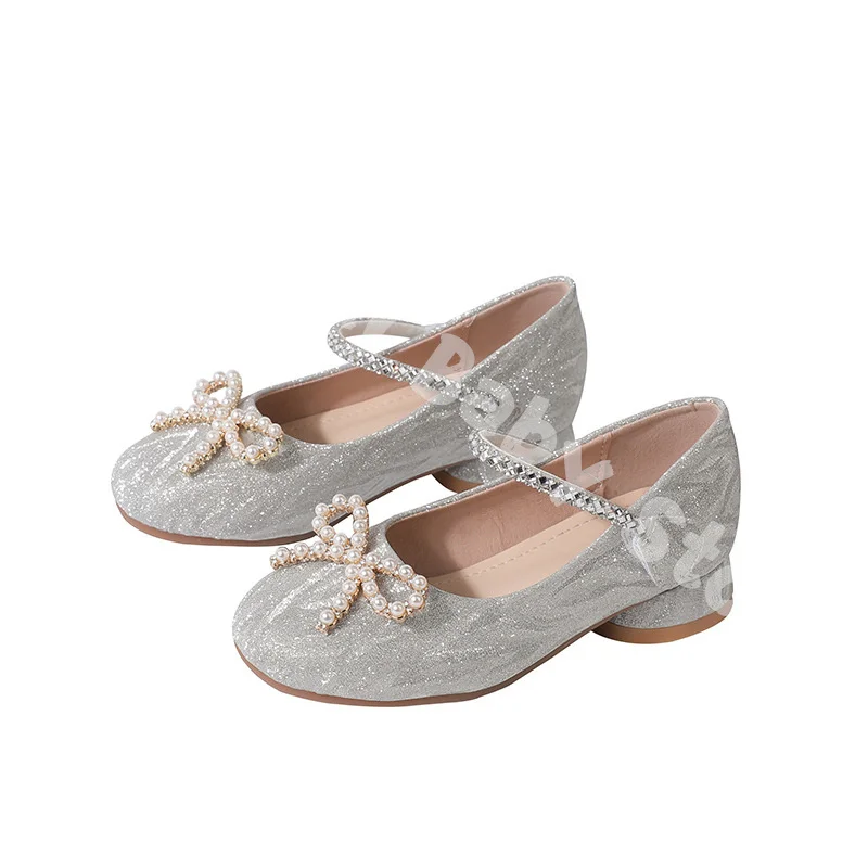 Chaussures de printemps en cuir pailmétrage pour enfants, sandales de danse de princesse pour filles, robe de soirée, chaussures de mariage pour