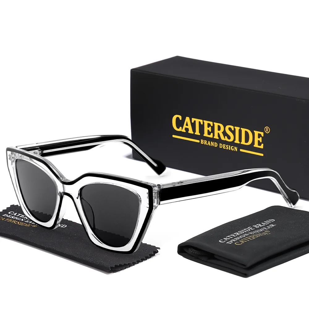 CATERSIDE Damen Mode Polarisierte Sonnenbrille Luxus Acetat Katzenaugen-Rahmen Herren Outdoor Sport Fahr- und Dekorationsbrille UV400 – Detail 6
