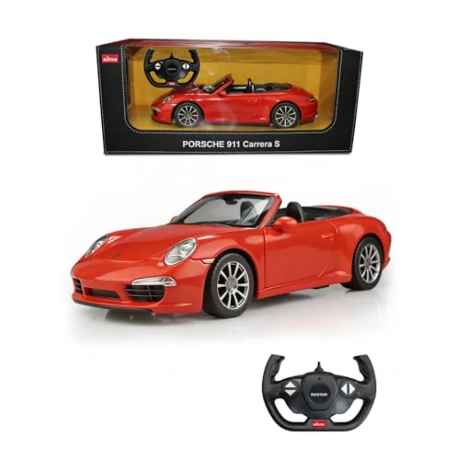 

RC car for play and display ABS plastic red officially licensed Porsche 911 Carrera S Cabriolet model with realistic details an