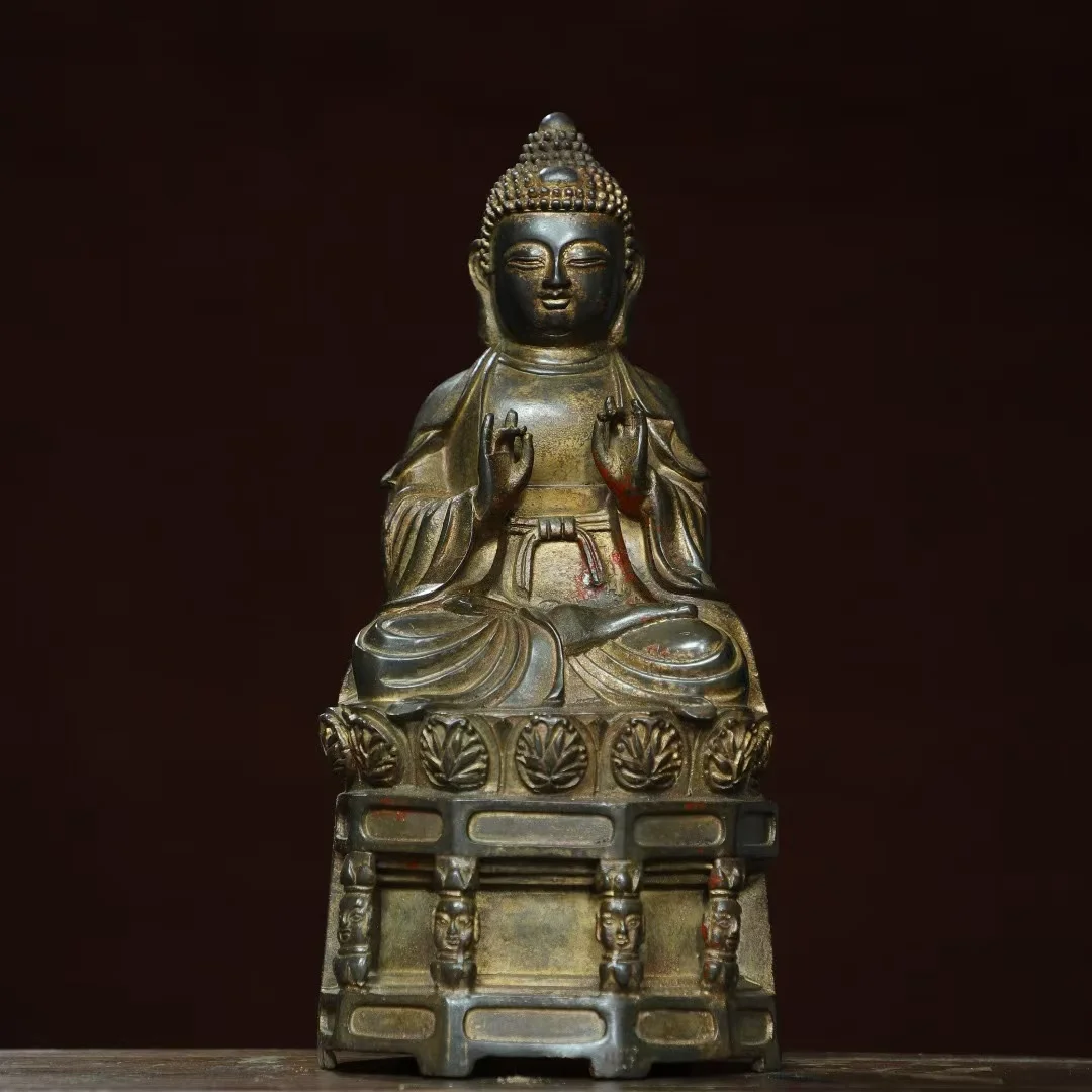 Rare  old Handmade copper sitting  Gin Gang ru lai Buddha statue,Free shipping