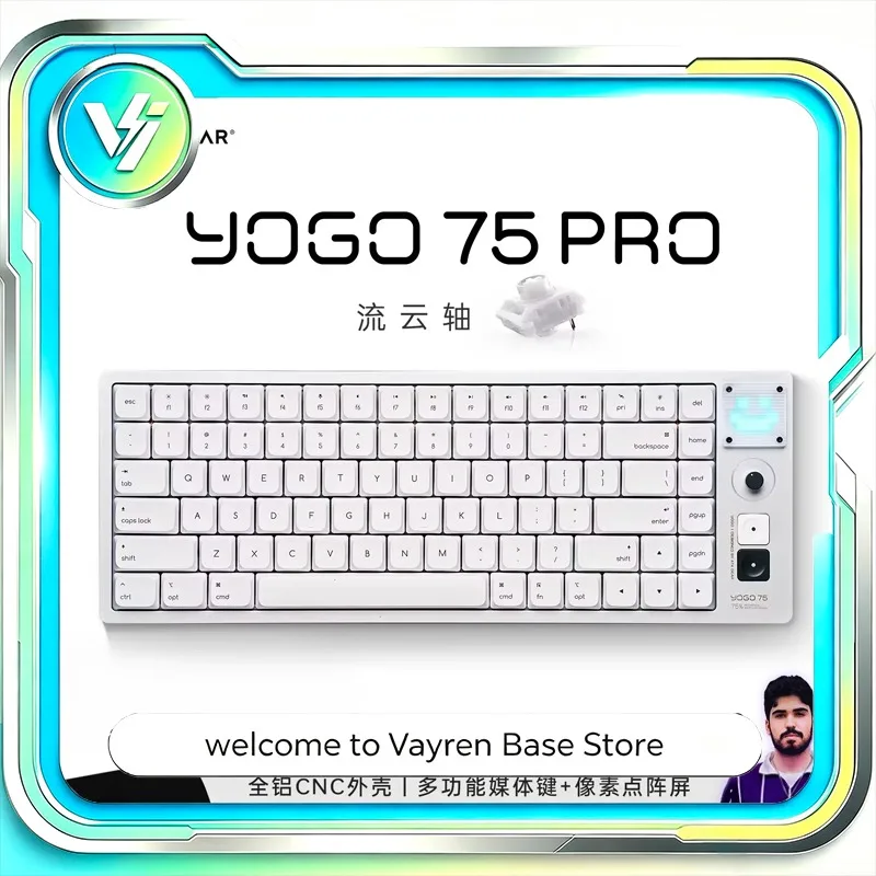ATK for YOGO 75 PRO Low Profile Wireless Mechanical Keyboard CNC Aluminum Tri Mode 2500H Long Battery for Office Gaming Desktop