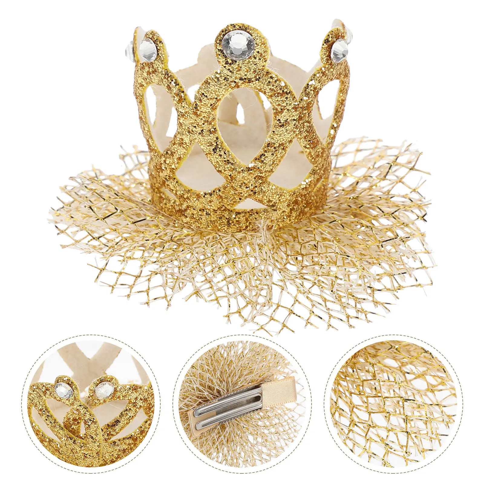 

1Pcs Gold Crown Hair Clip Baby Girls Lace Headdress Party Birthday Gift Hair Accessory Kid Costume Headwear Lace Crown Headdress