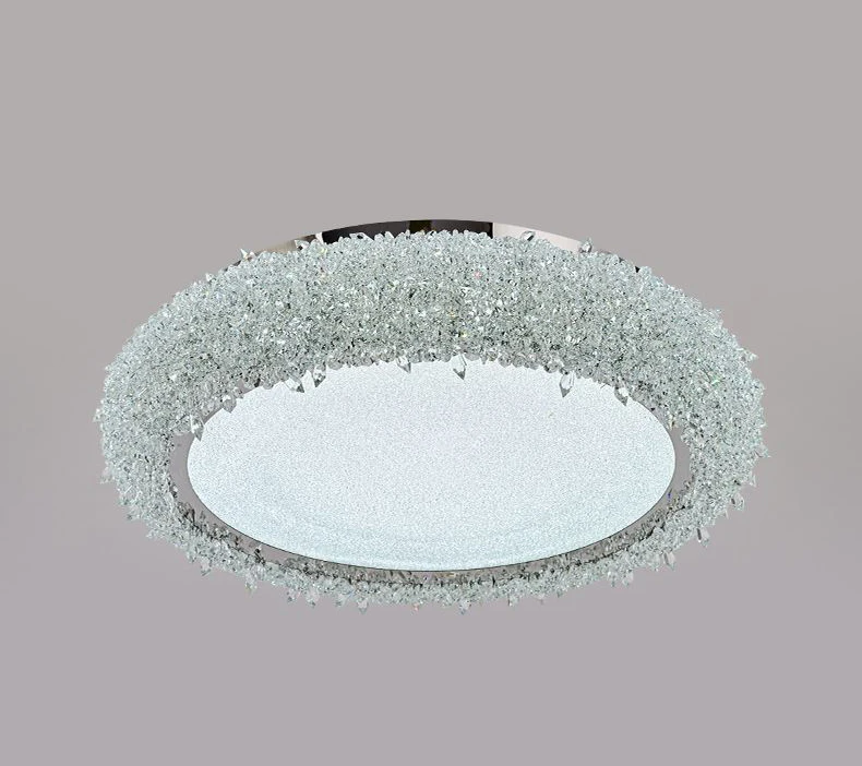 Round Crystal LED Ceiling Light Chrome Metal