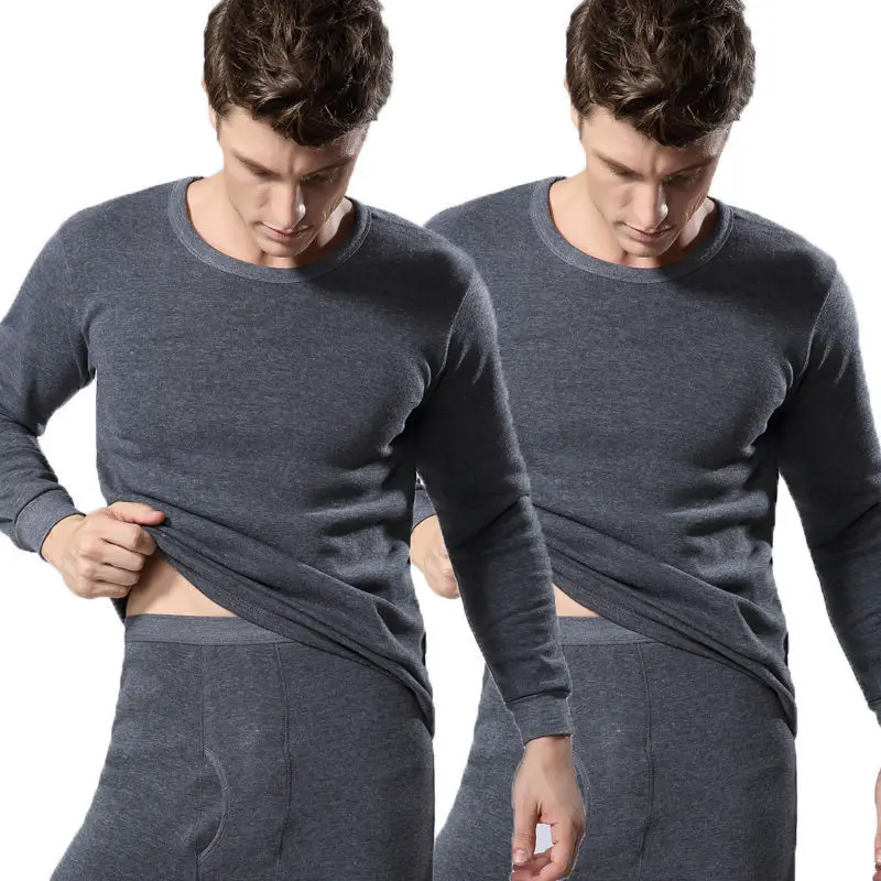 Winter Men\'s Top & Bottom Set Thermal Underwear for Men Thermal Shirt Soft Fleece Lined Long Johns Set Thermal Clothes