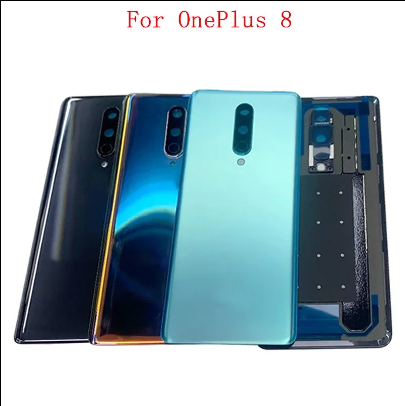 Battery Cover Rear Door Housing Case For OnePlus 8 Back Cover with Camera Frame Lens Logo Repair Parts