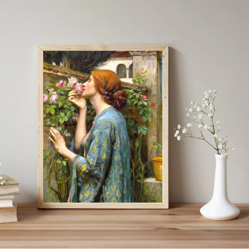 The Soul of The Rose Ophelia Boreas John William Waterhouse Victorian Woman Portrait Poster Print Canvas Painting Wall Art Decor