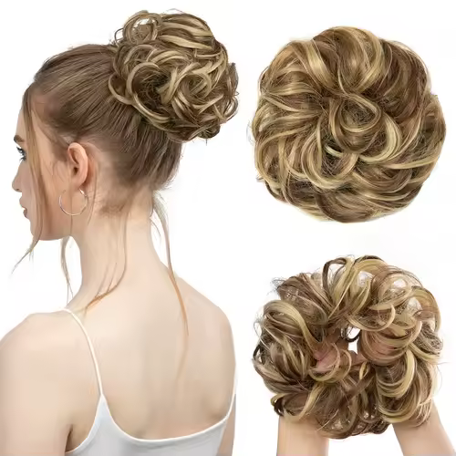 Synthetic Messy Hair Bun Extensions Big Curly Elastic Hair Scrunchies Hairpieces Chignon Donut Updo Hair Pieces for Women - Image 10