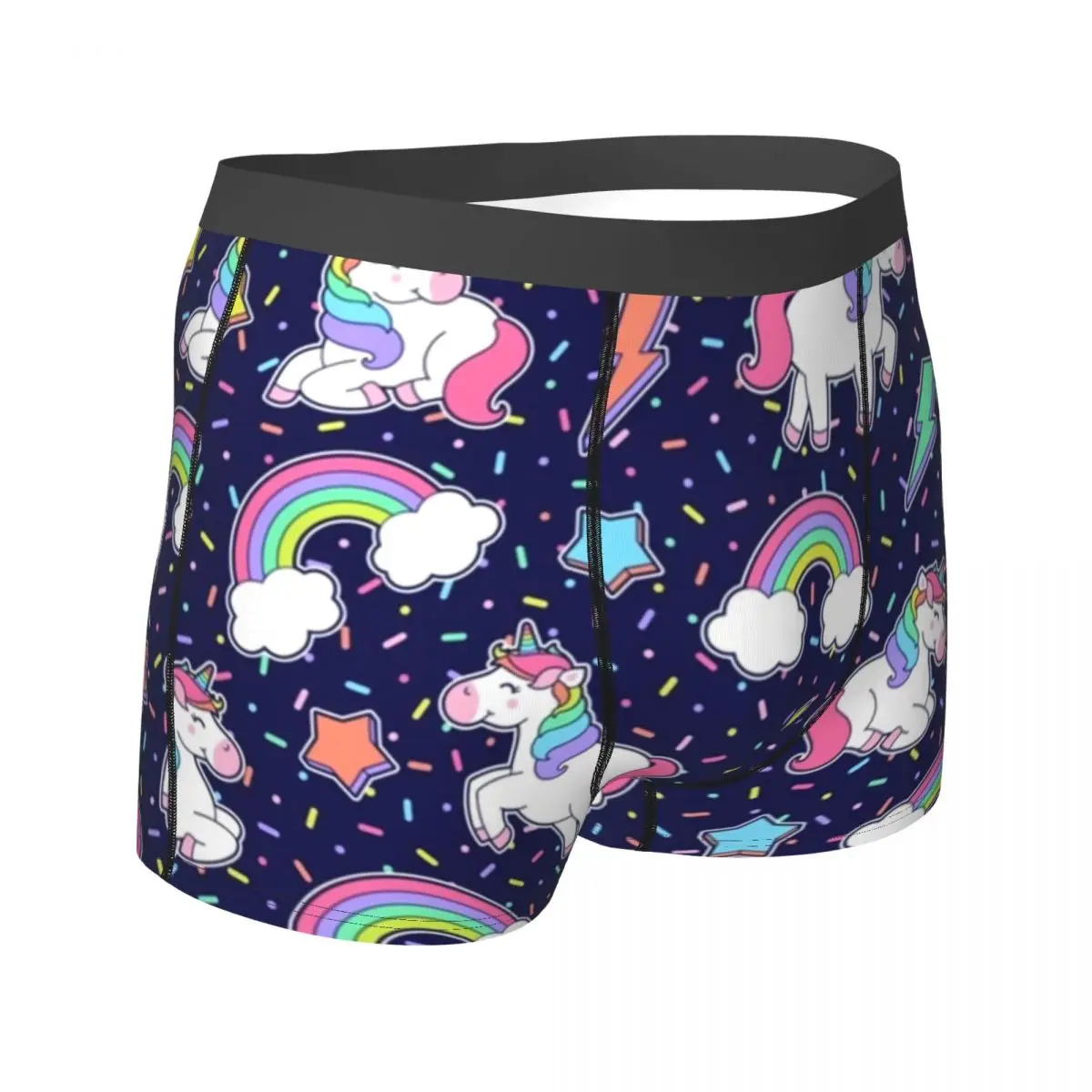 Cute Unicorn Cartoon Underwear Rainbow Star Thunder Males Panties Customs Breathable Boxer Shorts Hot Boxer Brief Large Size