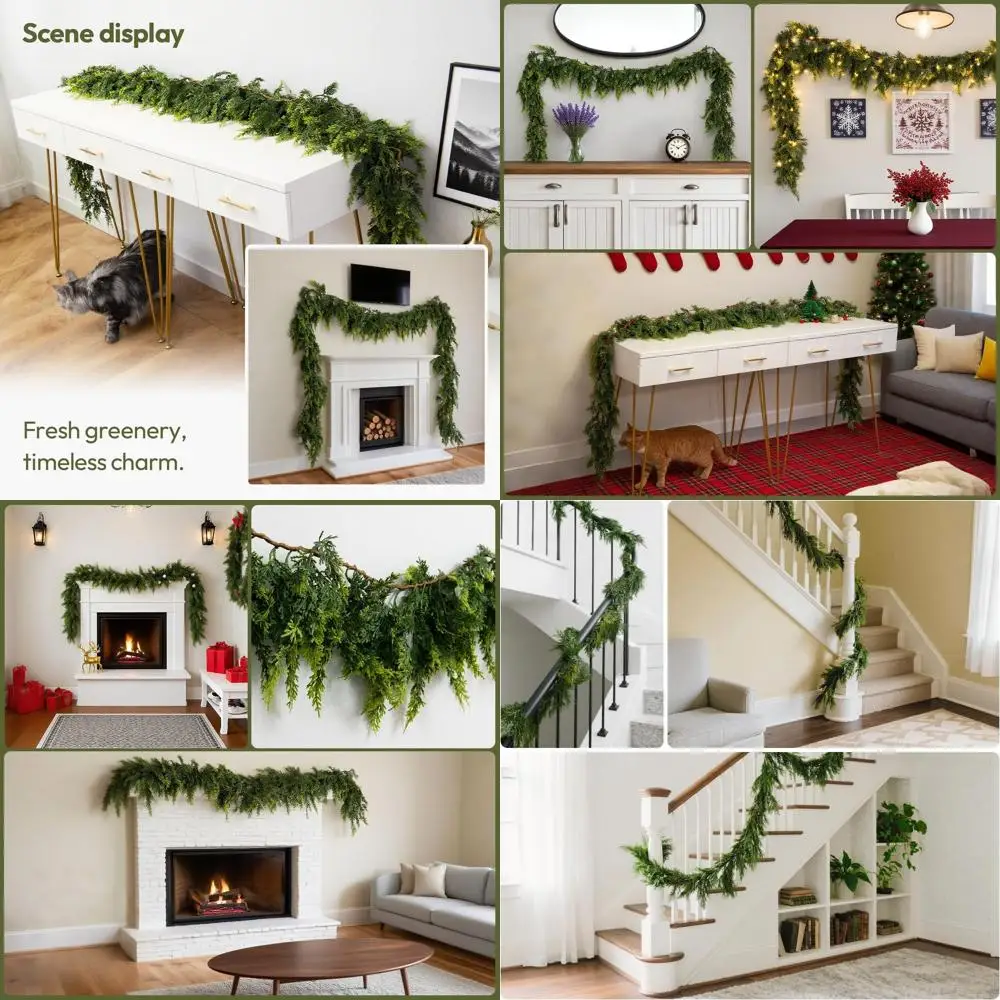 

9-футовые 6-компонентные реалистичные сенсорные кедровые гирлянды Norfolk, зелень премиум-класса для рождественского декора