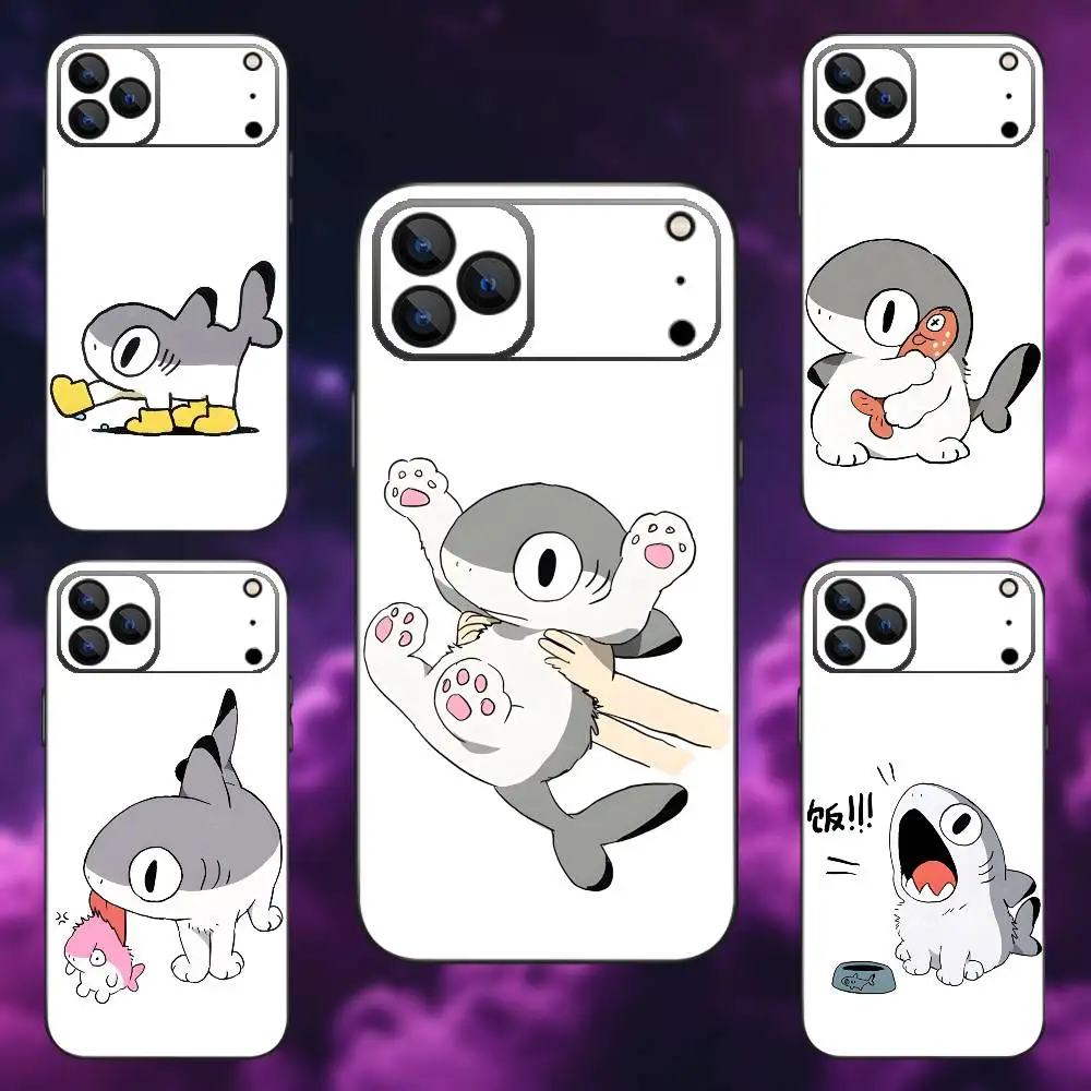 

Cute Cat Shark Phone Case For iPhone 17,16,15,14,13,12,Pro,Max,Plus,E,SE4,Air,Mini Black Soft Box
