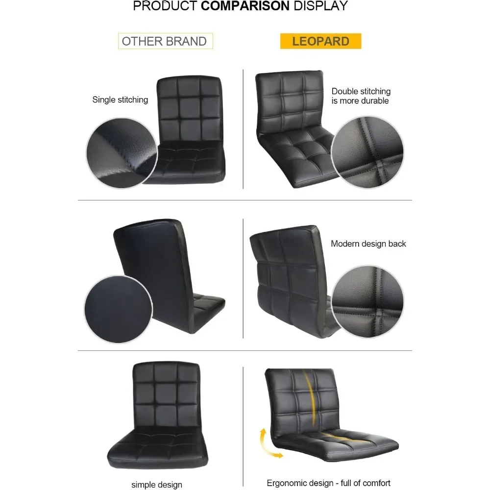 PU Leather ajustável Bar Chair com Back, Square Barstools para Kitchen Counter, Bar Chair Set de 2