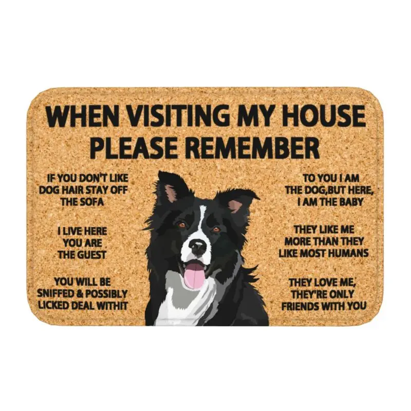 Please Remember Border Collie Dogs House Rules Doormat Mat Anti-Slip Kitchen Bath Garage Living Room Entrance Rug Carpet 40*60cm