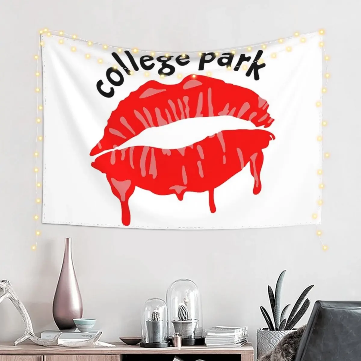 College Park Lips Tapestry Decorative Wall Aesthetics For Room Home Decoration Accessories Tapestry