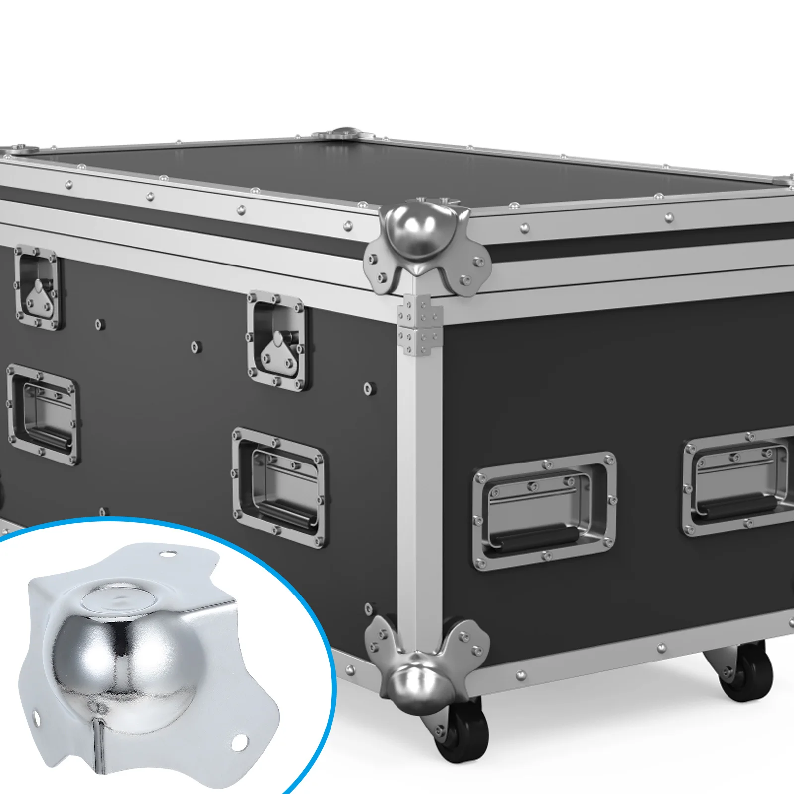 

8pcs Metal Ball Corner Protectors Shockproof Edge Guards For Furniture Amplifiers Cabinets Flight Cases Durable Silver Universal