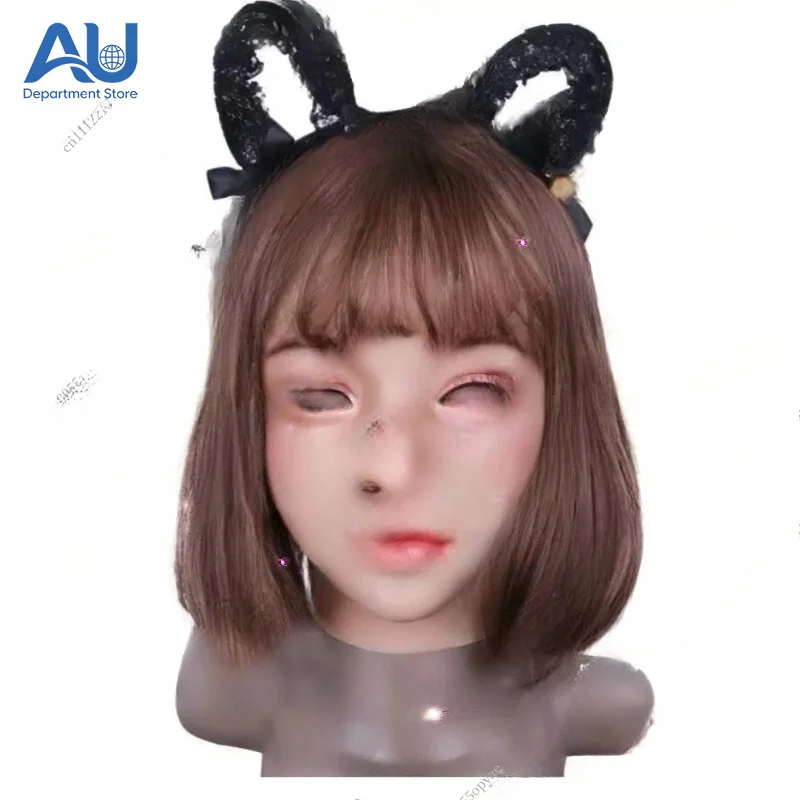 Full Head Silicone Mask Female Realistic MTF Transgender, Adult Cosplay Male to Female Kigurumi Face Cover Unisex Drag Queen