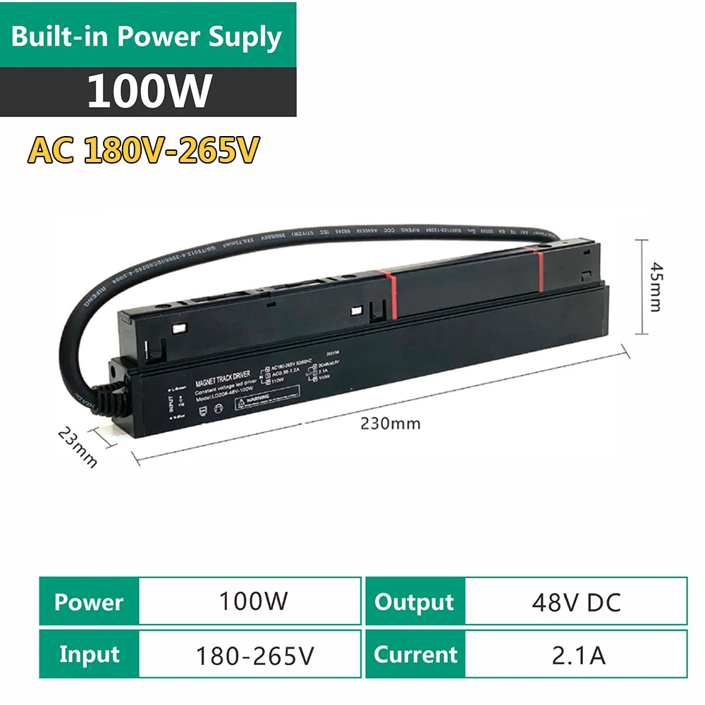 Dc 48V Voeding Voor Led Magnetische Spoor Licht Ac 100V 110V 120V 220V 230V Transformator Voor Magnetische Spoor Verlichtingssysteem