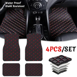 Automotive 4 -piece carpets, universal, PU leather, waterproof, foot protector, front and rear rug, automotive accessories set 10 Main Sales Waterproof Carpet for Cars - №7