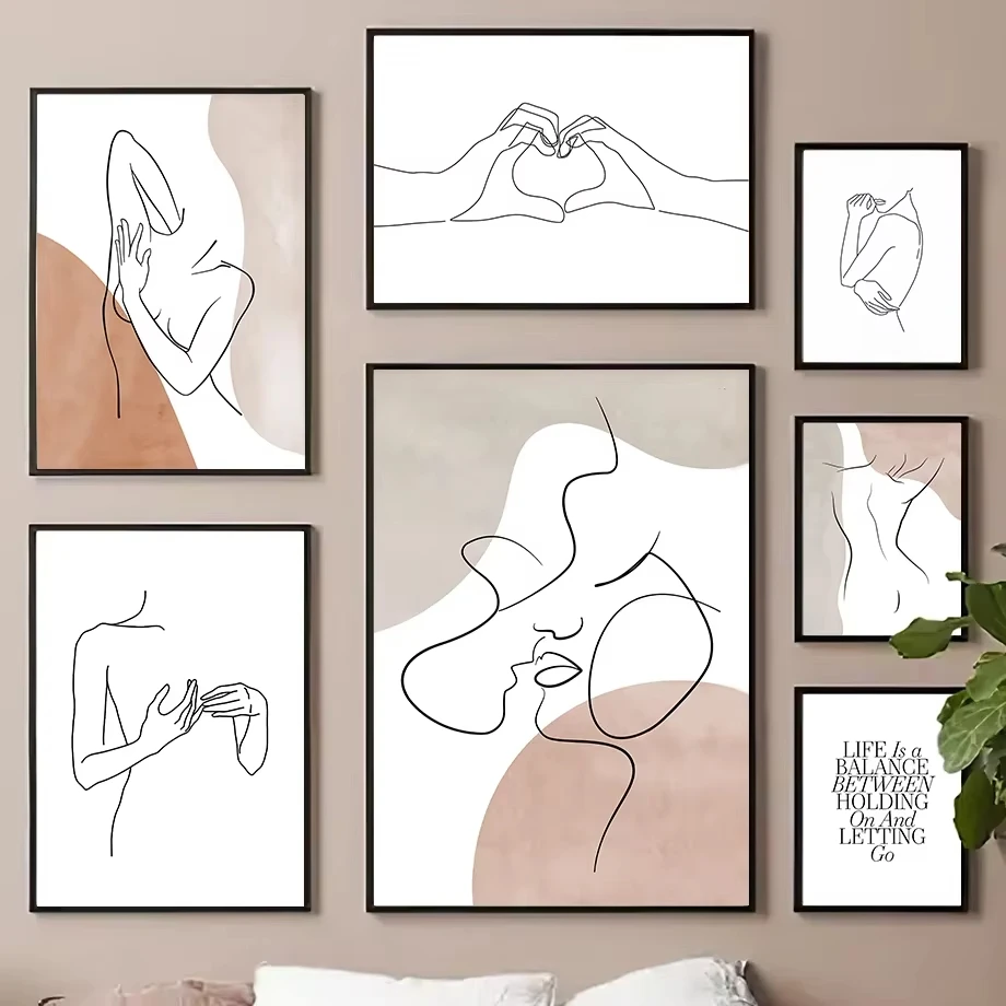 Современный рисунок линии девушки лицо тела настенная живопись на холсте скандинавский декор для гостиной постеры и принты абстрактные настенные панно