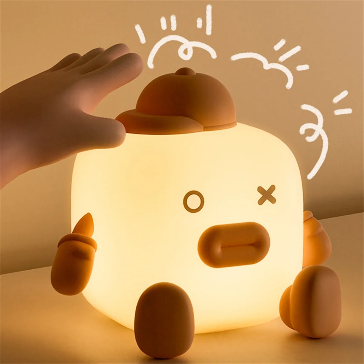 Small Square Clap Nightlight Cute Desktop Ornaments Hand Gift Bedside Lamp with Sleeping Dormitory Soft Silicone Lamp