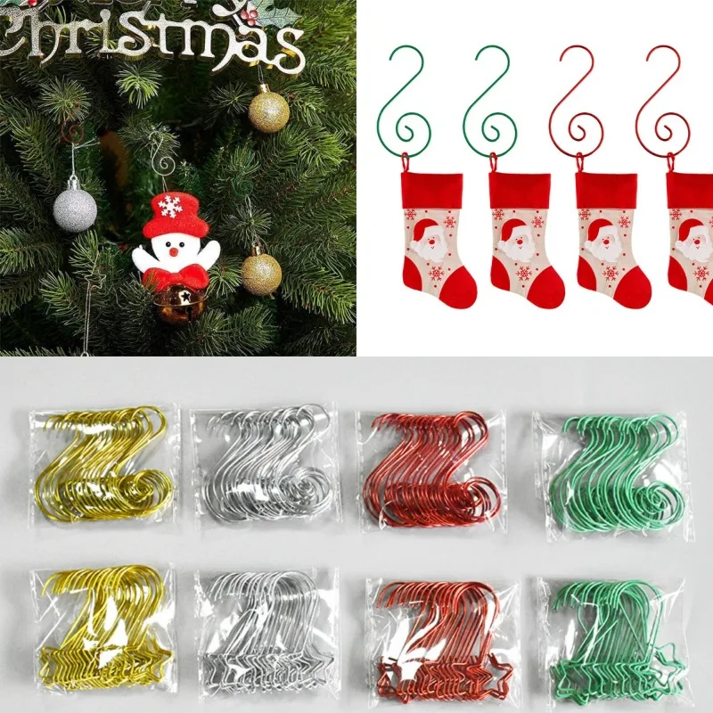 

20pcs/bag Christmas Ornaments Metal S-Shaped Hooks Holder Christmas Tree Ball Pendant Hanging Decorations Home Navidad New Year