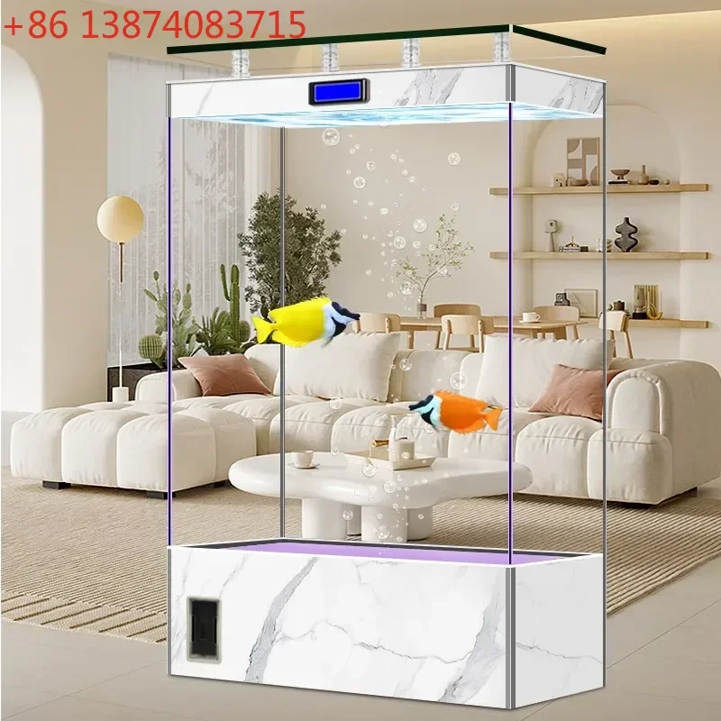 

Fish tank living room ultra-white glass household water-free ecological circulation aquarium floor-to-ceiling screen fish tank