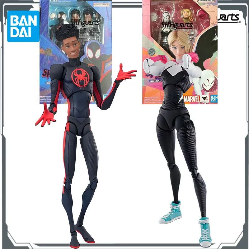 

Bandai Original S.H.Figuarts Spider-Man Miles Morales&Spider-Gwen Anime Action Figure Assembly Model Toys Model Gifts for Boys