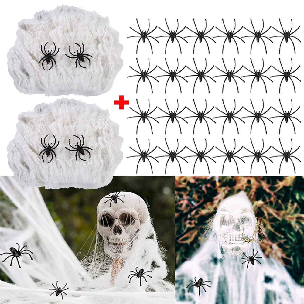 Decorazioni realistiche di Halloween ragnatela artificiale decorazioni spaventose per feste di Halloween per Bar oggetti di scena per la casa stregata regali per bambini