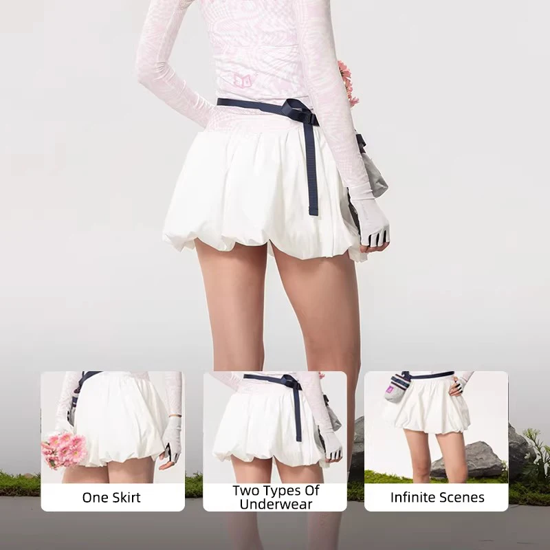 LAMEDA 2026 New Women's Casual Sports Puffy Bud Skirt Outdoor Running  Fitness Baseball Badminton Shorts with 2 Side Pockets