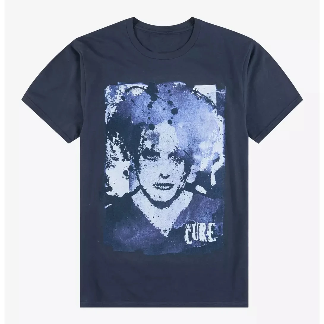 The Cure Tonal Blue Portrait Band T-Shirt Cotton Graphic Tee Men Women Summer Streetwear