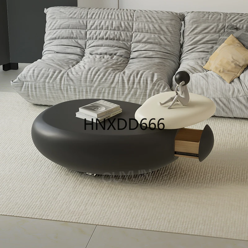 Small apartment living room movable multi-functional pebble coffee table