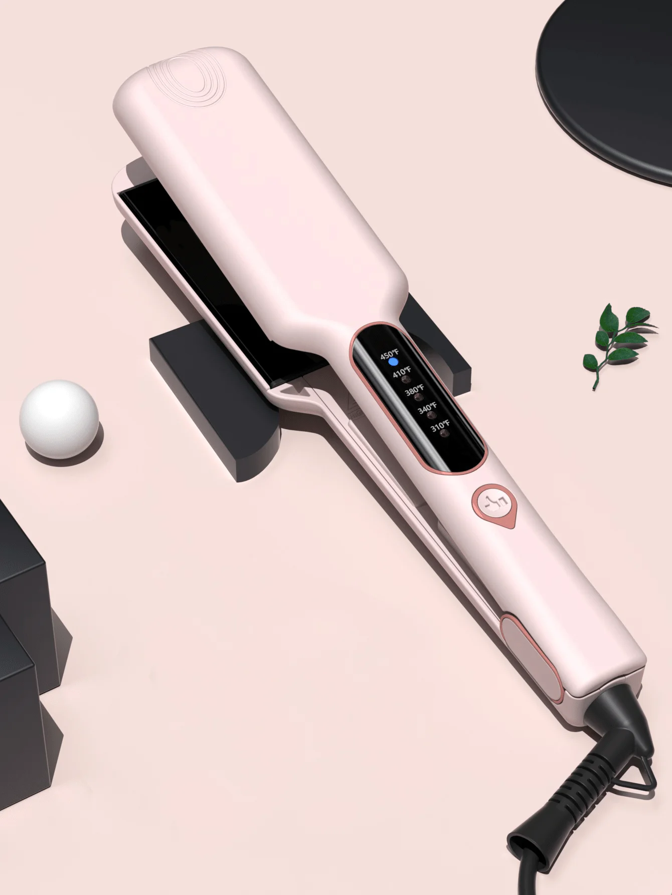 1pc 2-Inch Wide Titanium Alloy Flat Iron For Thick & Curly Hair, Fast Heating Straightener, Dual Voltage, Auto Shut Off, Gift For Women，sv2407026908831125