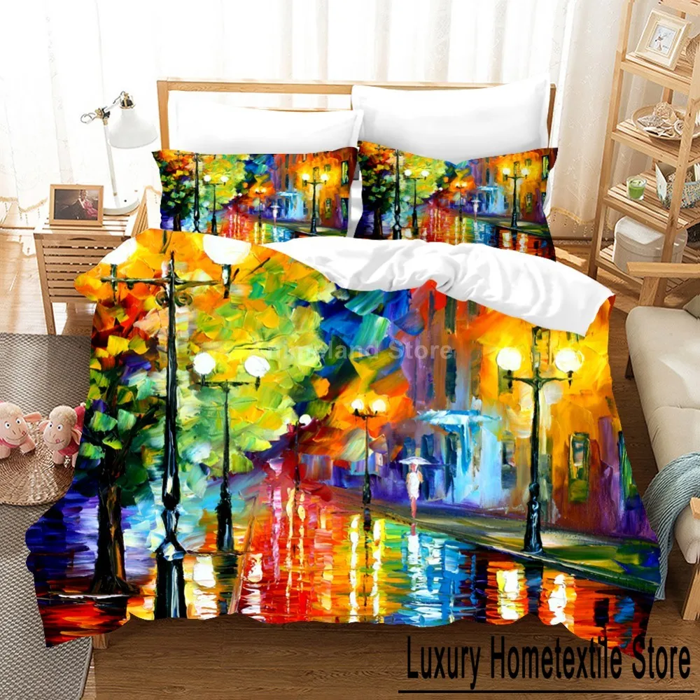 Oil Painting Van Gogh Star Sky Bedding Set Queen King Size Bedroom Decor Quilt Cover Pillowcase 2/3 Pcs Duvet Cover Home Textile