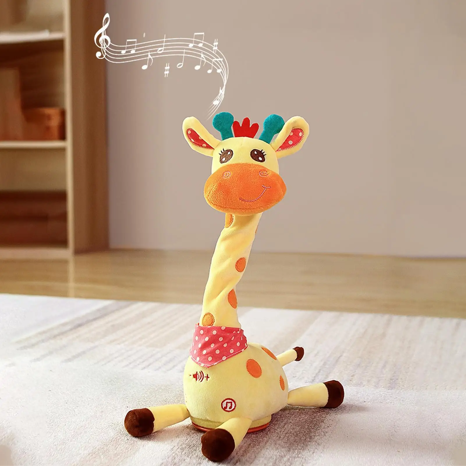 Dancing Talking Giraffe Stuffed Animal Interactive Singing Musical Plush Dancing Giraffe Plush Figurine Rechargeable for Home