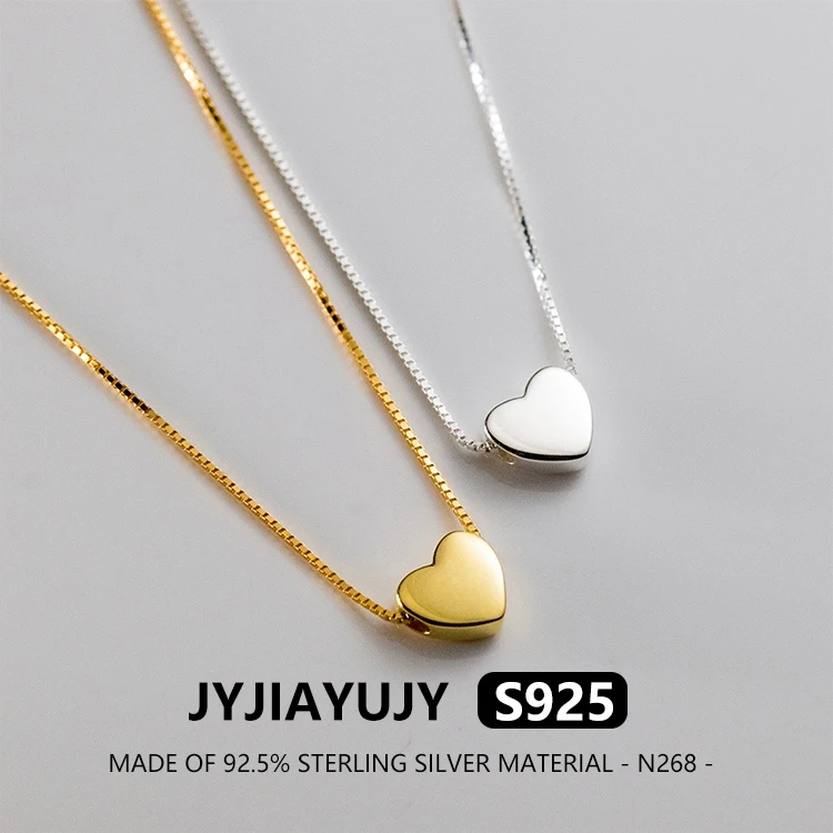 

JYJIAYUJY 100% цельно оригинальное ожерелье из стерлингового серебра S925, гладкое ожерелье в форме сердца для ее элегантного подарка для женщин, N268
