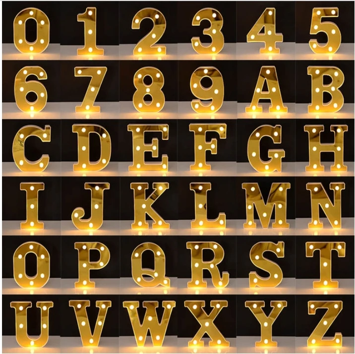 

3D LED Alphabet Letter Light Luminous Number Lamp Bedroom Birthday Party Festival House Wall Wedding Decoration