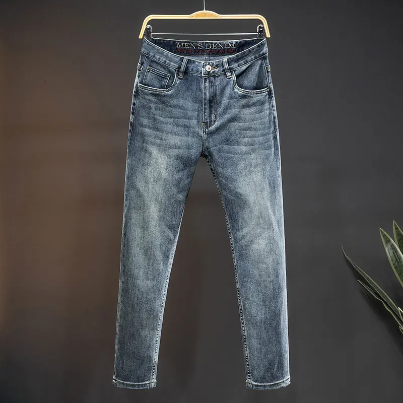 Jeans Slim Fit pour hommes, pantalons skinny décontractés, vêtements assortis, mode haut de gamme, nouvelle tendance, 2024