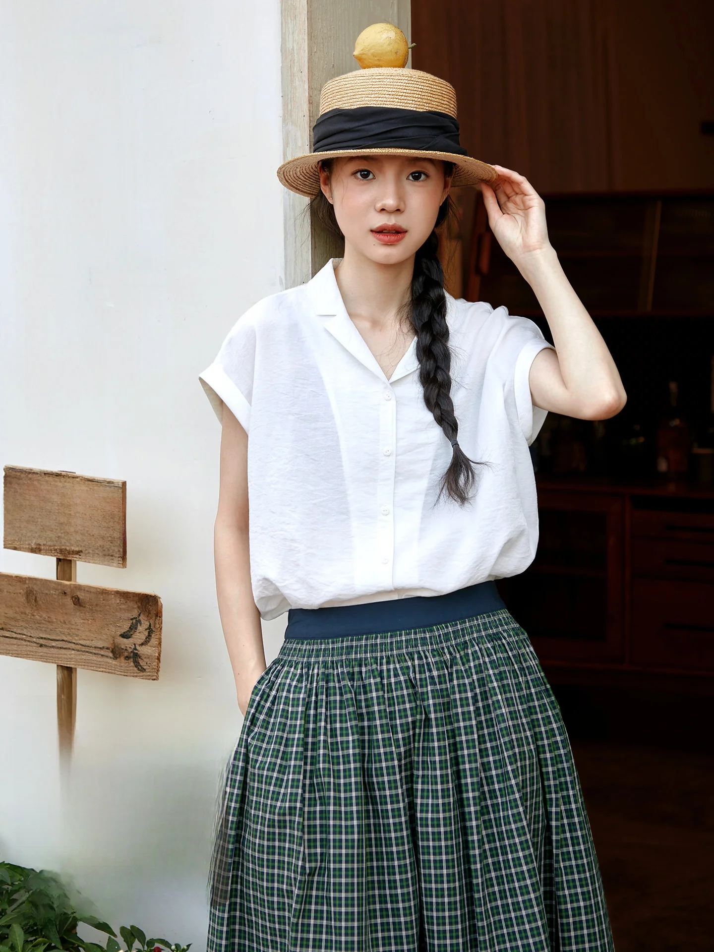 

Original Simple Commute White Shirt Women Summer Loose Casual Thin Shoulder Cover Sleeve Top Button Style Fiber Blend Breathable