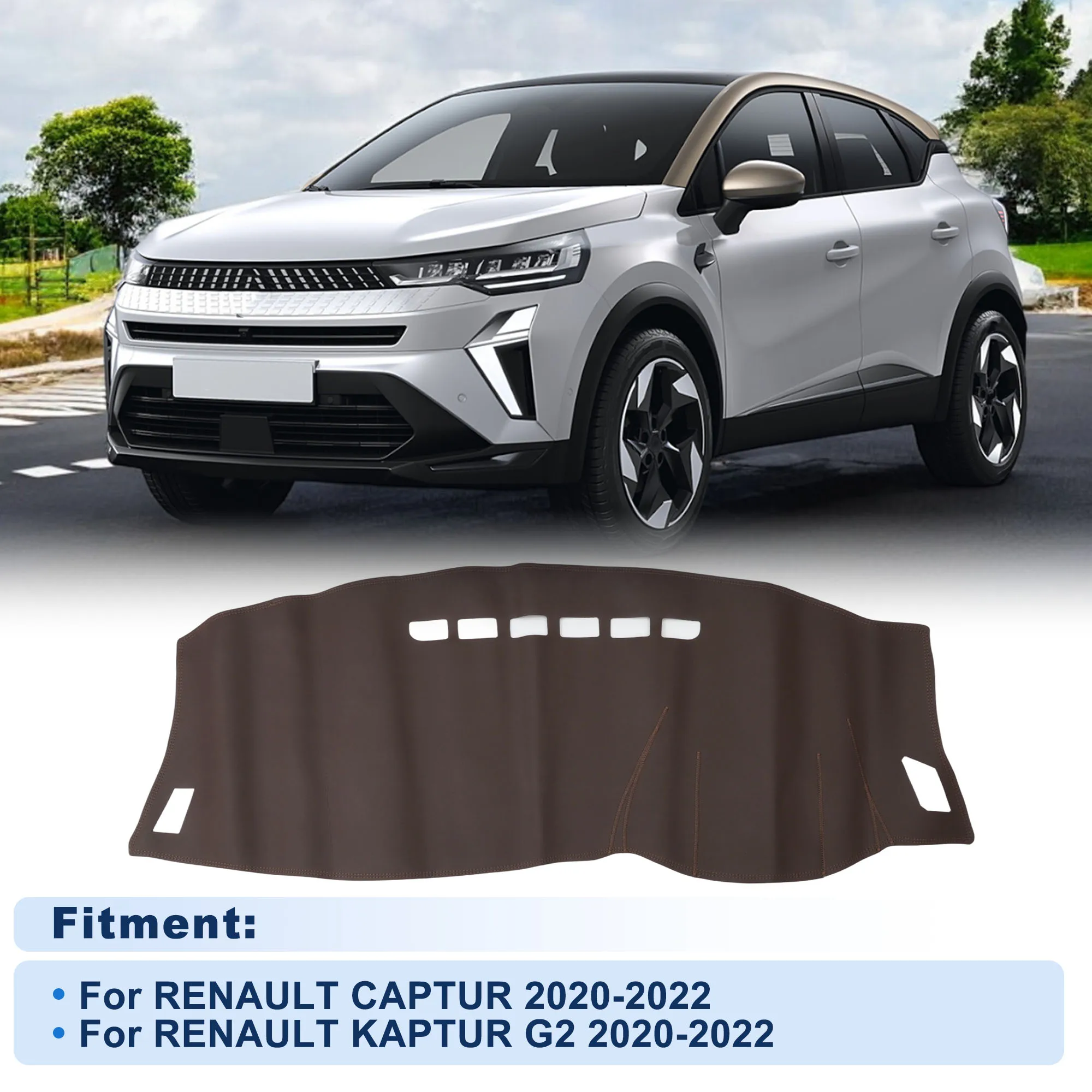 

UXCELL Dash Cover for RENAULT CAPTUR 2020-2022 Faux Leather Brown 1 set