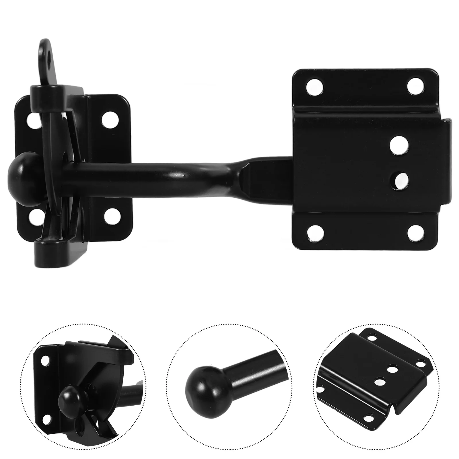 

Self-Locking Gate Latch Heavy Duty Adjustable Cable Pull Black Galvanized Finish For Outdoor Fence Pool Garden Fence Latch For