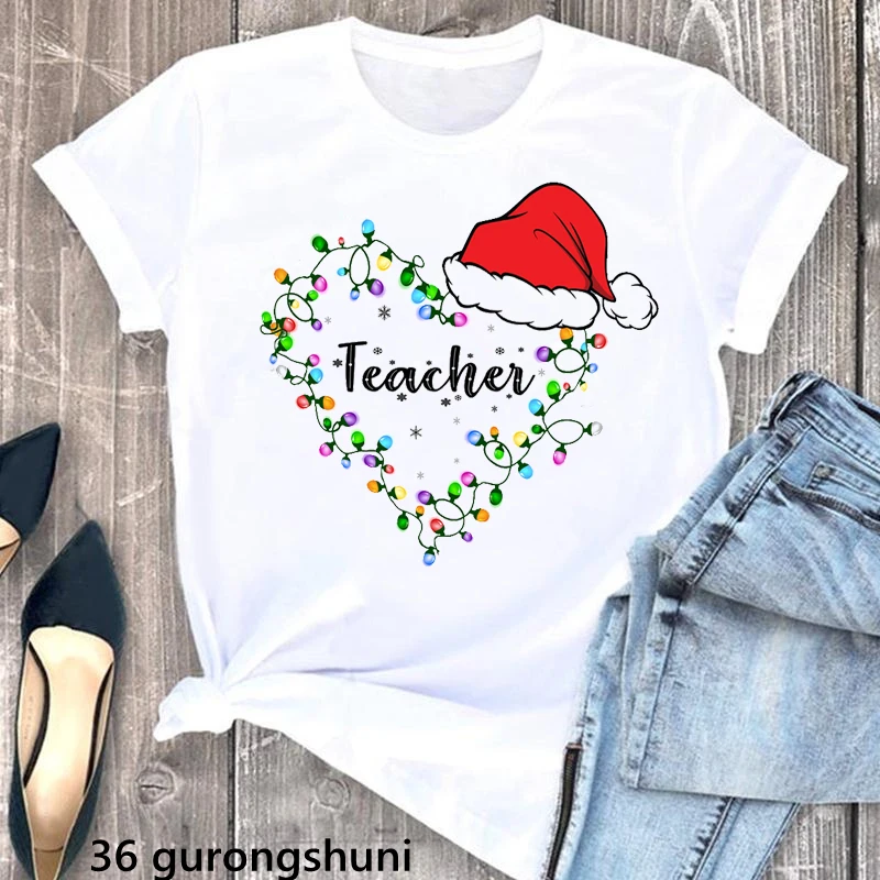 Aquarel Teacherlife Print T Shirt Vrouwen Kleding 2023 Wit Grappige Leraar Liefde Tshirtt Femme Gift Zomer Kerstmis T-shirt Top