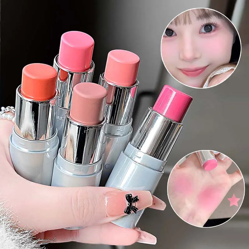 Cappuvini Watery Mist Blush Stick Korean Style Brightening Face Highlighter Rouge Long-Lasting Makeup Long-lasting Easy to Apply
